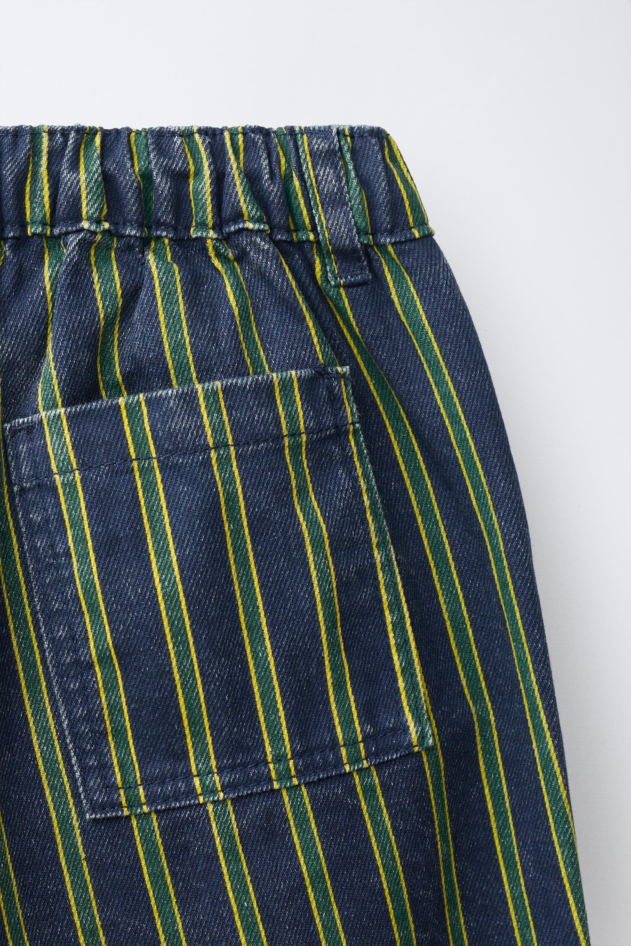 STRIPED TWILL BAGGY PANTS